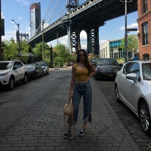 Yellow cropped bandage top